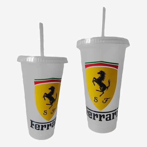 Vaso Personalizado - Scuderia Ferrari F1 C/ Tapa Y Popote