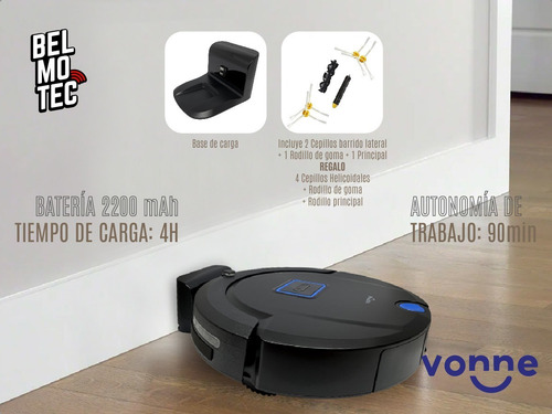 Imagen 7 de 8 de Aspiradora robot Vonne ROBVAC02 negra 220V