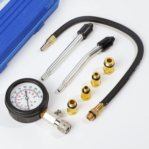 Set 8pc Compresometro Motor Nafta Medidor Compresion Tester