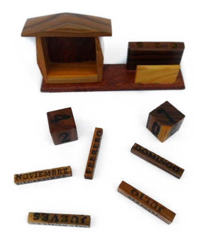 Calendario Porta Lápiz Y Tarjetas Artesanía En Madera