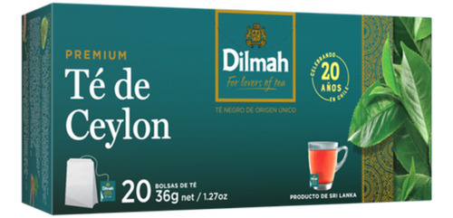 Té Negro Dilmah Ceylon Premium - 20 Bolsas De Té 