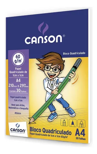 comprar Canson Bloco Quadriculado Escolar 1cm X 1cm A4 C\u002F30fl Cor Branco