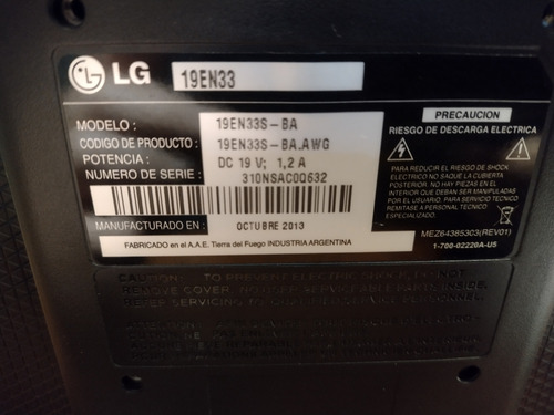 Monitor Led Lg 19en33 Para Reparar O Usar Como Repuesto Negro (Usado)