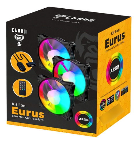 Ventoinha Cooler 3 Fan, Controladora, 120mm, Led Rgb, Preto