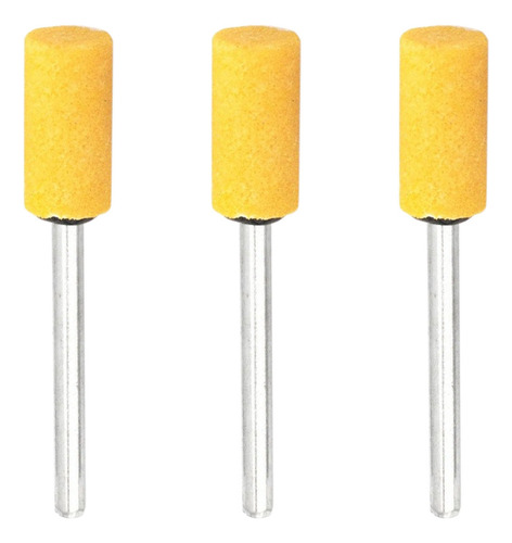 Kit 3 Ponta Montada Amarela 8mm Desbaste Fino Micro Retifica