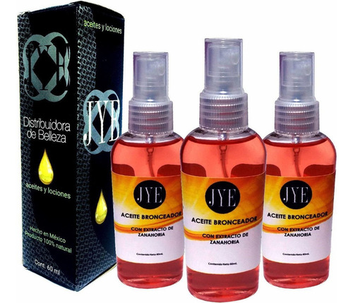 3 Aceites Jye Bronceador Con Extracto De Zanahoria 180ml