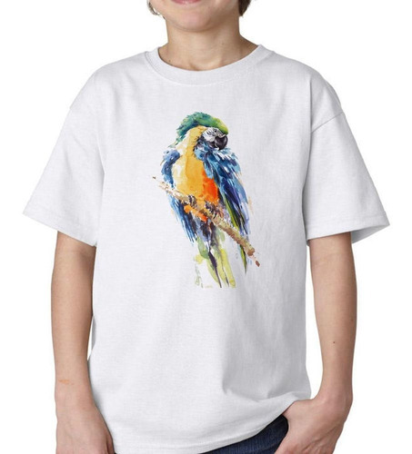 Remera De Niño Pajaro Sobre Rama Watercolor