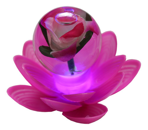 Rosa En Bola De Cristal Luz Led Colores 10 Cms San Valentín