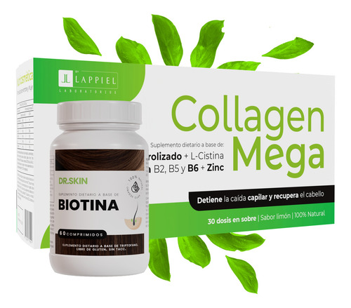 Biotina + L-cistina + Colageno | Combo ¡frená Caida De Pelo! Limón