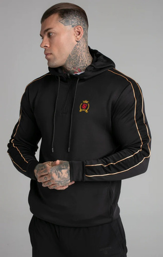 Polerón Siksilk Black Quarter Zip 