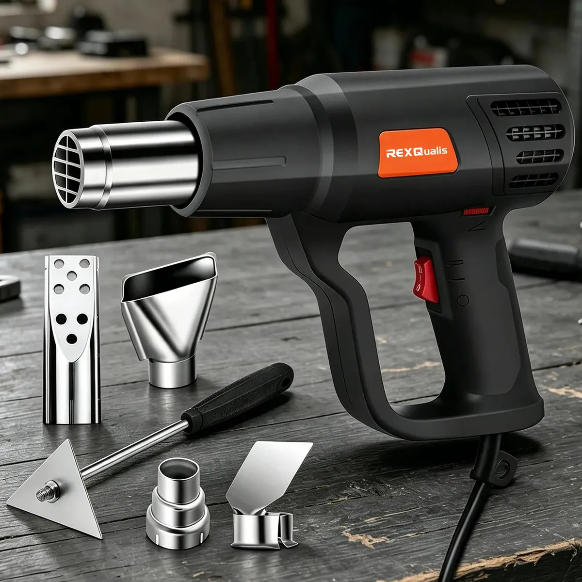 Pistola de Calor 2000W Temperatura Regulable Con Accesorio RexQualis RQ-HG2000