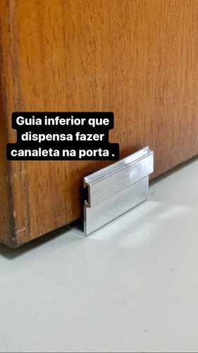 Kit Porta De Correr Alumínio Escovado Trilho 2m