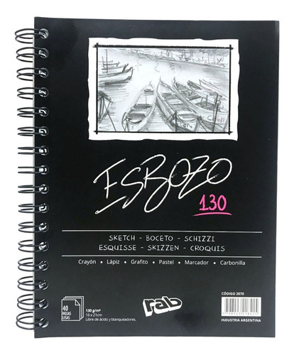 Imagen 1 de 1 de Rab DIBUJO ESBOZO 40 hojas blancas unidad x 1 21cm x 16cm color blanco