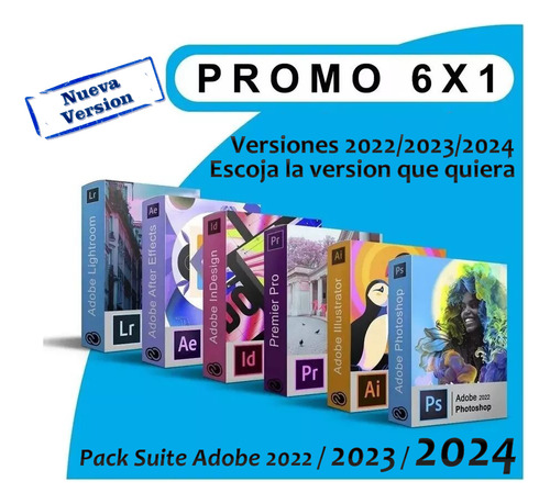 Suite Adobe 2024 6x1 Illustraitor Photoshop Premiere Pro 