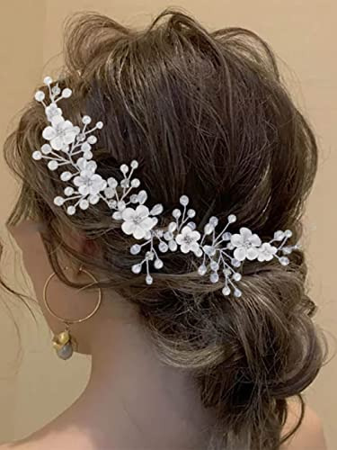 Diadema De Boda Yean Bride Con Flores Plateadas Para El Pelo