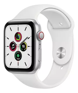 Apple Watch SE (GPS + Cellular, 44mm) - Caja de aluminio color plata - Correa deportiva Blanca - Distribuidor autorizado
