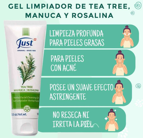 Gel Limpiador De Tea Tree, Manuca Y Rosalina Swiss Just