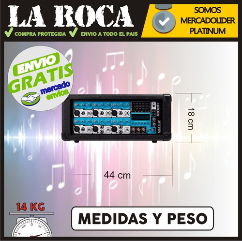 Consola Potenciada Moon M610up 7 Canales 200w Usb La Roca