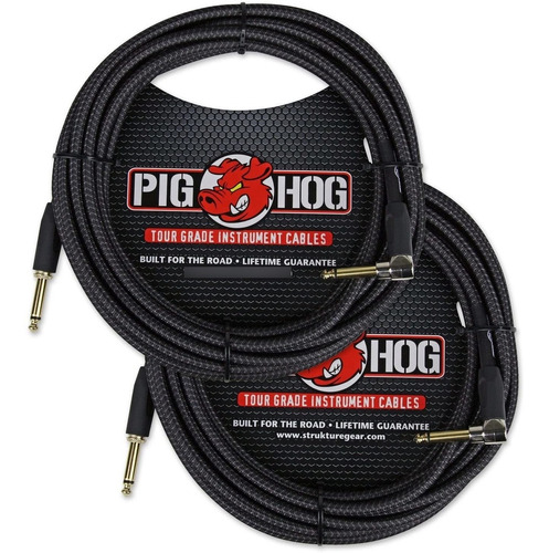 Cerdo Hog Pch20bkr Cable De Instrumentos Tejido Negro, Ángul