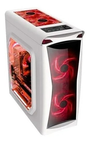 Gabinete Naxido F300 White Con Cooler Red Atx