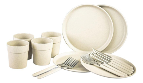 Set Plato Vaso Y Cubiertos Areia Carol