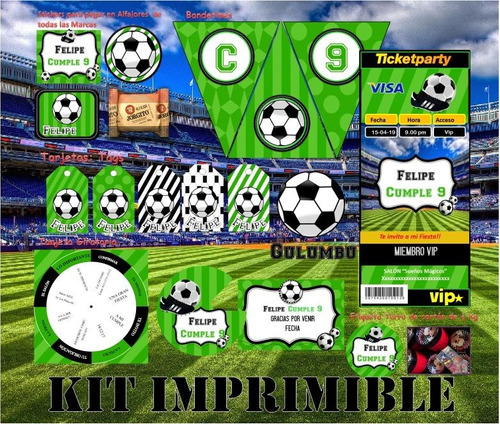 Kit Imprimible Futbol Candy Bar Golosinas Editable 2x1