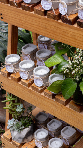 80 Velas Para Recuerdos. Boda, Bautizo, Xv. Base Concreto