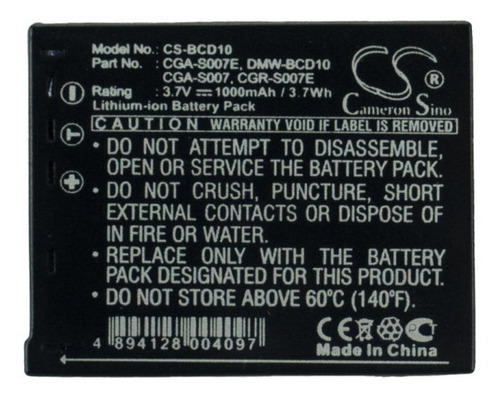 Bateria Para Camara Panasonic Bcd10 , Lumix Dmc-tz1 ,1000mah