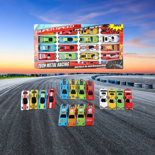 Coleção De Carrinhos Coloridos Super Speed Com 20 Unidades