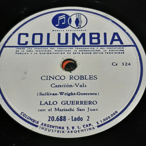 Pasta Lalo Guerrero Mariachi Meño Villa Columbia C212