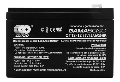 Imagen 2 de 5 de Batería12v 12ah Recargable Alarma Ups Autos Juguetes Grupos