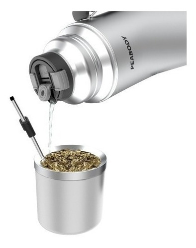 Imagen 8 de 9 de Termo Peabody Pe-eta1000s Acero Inox 1lt Mate/bombilla Prm