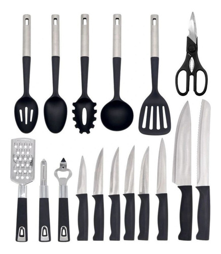 Set De Utensilios Para Cocina Mainstays 17pz Negro