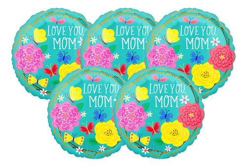 Set Of 5 Love You Mom Flowers And Butterflies Round 18  Part