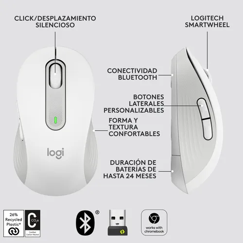Logitech Mouse Inalámbrico Signature M650 L, Bluetooth