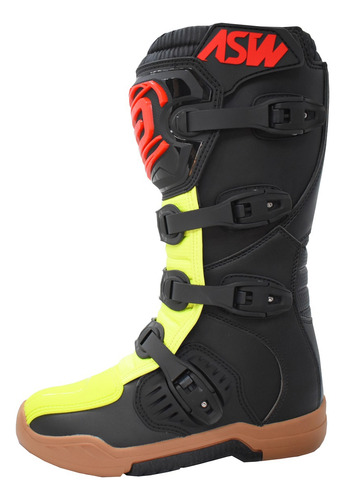 Bota Asw Image Enduro Preto Amarelo Cross Motocross Trilha