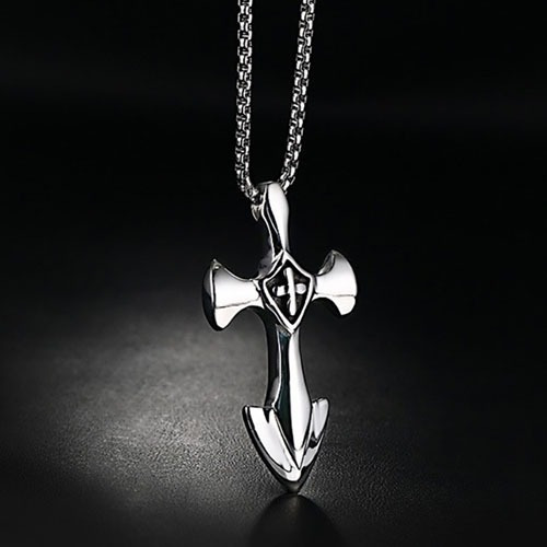 Imagem 2 de 5 de Colar Masculino Com Pingente Crucifixo Âncora