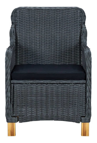 Sillas De Jardín Con Cojines 2 Pzas Rattan Gris Oscuro
