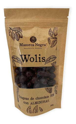 Wolis Grageas Chocolate 70% Con Almendras 160g Mazorca Negra