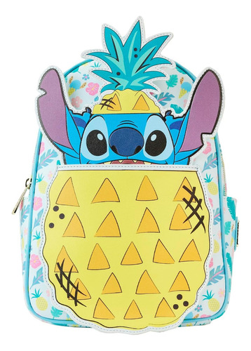 Loungefly Mochila Stitch Piña Color Azul Acero Diseño De La Tela Liso