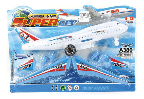 Avion En Blister Con Alas Y Turbina Blanco Premium