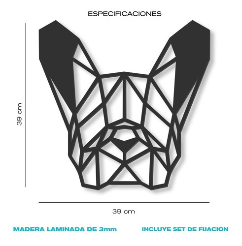 Imagen 4 de 4 de Cuadro Decorativo En Madera Calada Bulldog Frances Xl