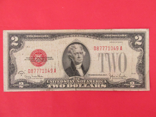 Antiguo Billete Estados Unidos 2 Dolares 1928 Escaso