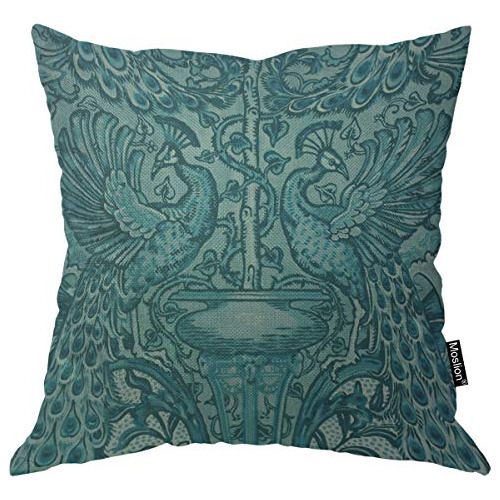 Almohada De Tiro Cubierta De Pavo Real 18x18 Pulgadas M...