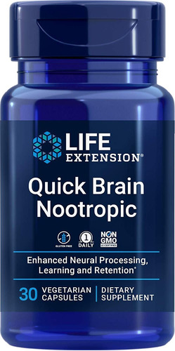 Life Extension Quick Brain Nootropic - Brain Agility - 30 cápsulas vegetais - Sem sabor