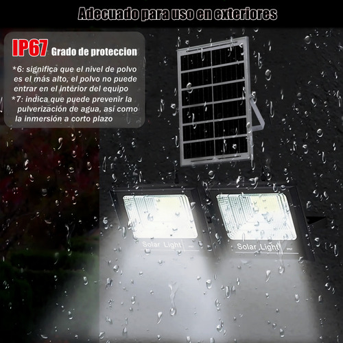 Lampara Solar Exterior ATOZELE 2 Luces LED Recargables para Jardin y Casa Con Control Remoto Impermeables IP67 300W Unidad - 1 - 6V - Blanco