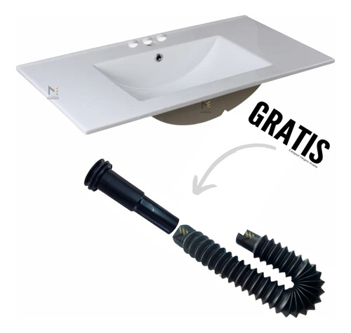 Tarja Lavabo Blanco Baño D Tres Orificios Cespol Gratis 80cm