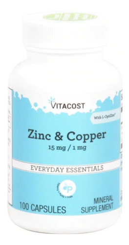  Zinco L-optizinc 15 Mg & Cobre 1 Mg - 100 Cps Vitacost Sabor Sem Sabor