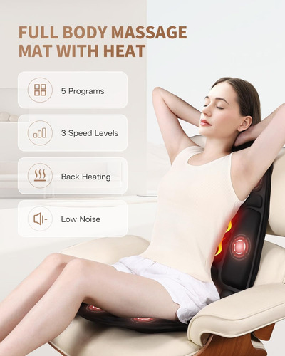 Asiento Masajeador De Espalda Multifuncional Calefactable