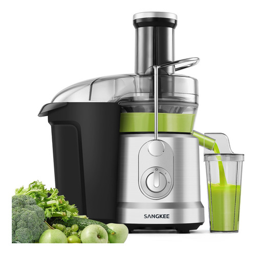 Sangkee Extractor De Jugos, Exprimidor Centrífugo Para Frutas Y Verduras,tubo De Alimentación De 8cm,dos Velocidades Y Cepillos De Limpieza,fácil De Usar/limpiar,taza 800ml, Doméstico, Comercial,1000w